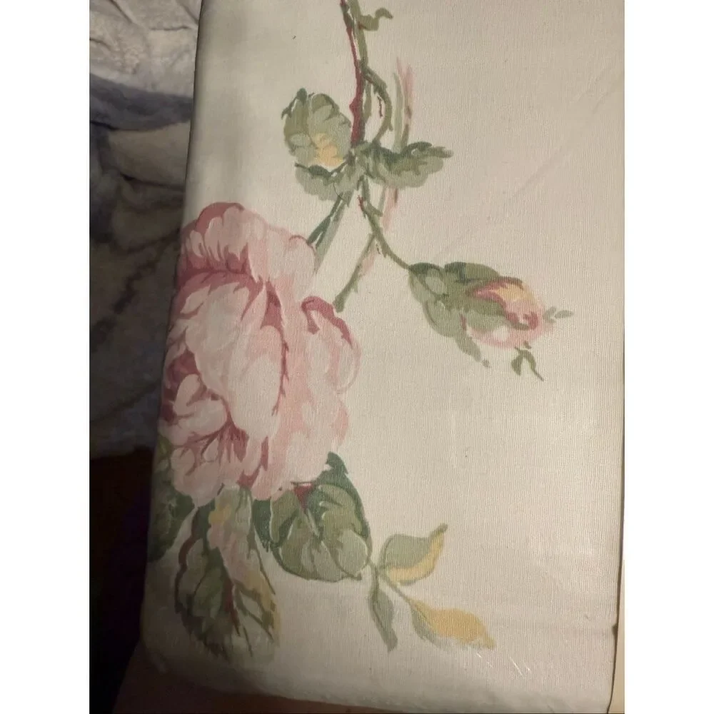 Vintage Dan River Liberty Rose Lace Trimmed King Size Flat Sheet NWT